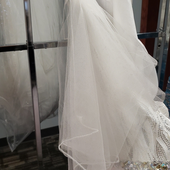 Blush,prom,white, strapless, mermaid, size 8 - Picture 12 of 14